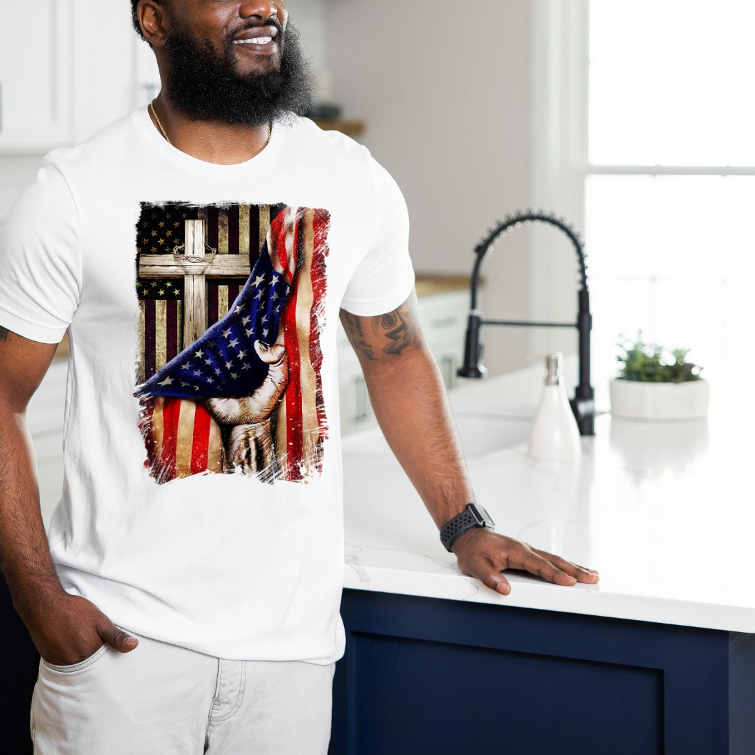 Cross & American Flag