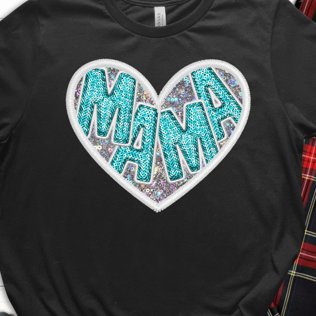 Faux Sequin Mama Heart