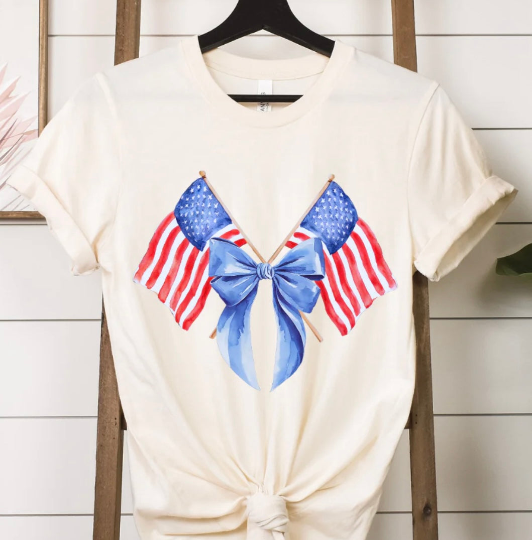 USA Flags w/ Bow