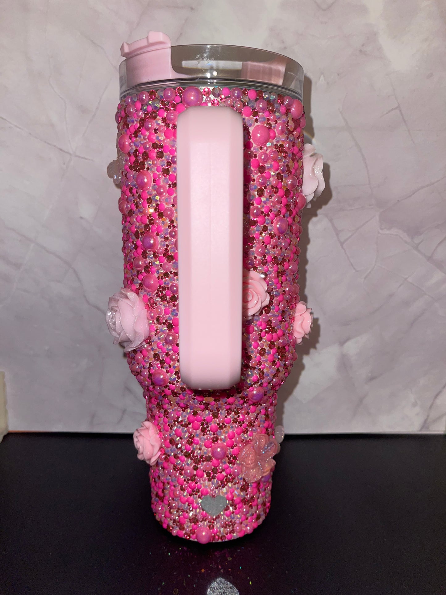 40oz Pink with Flowers & Butterflies