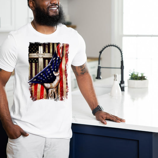 Cross & American Flag