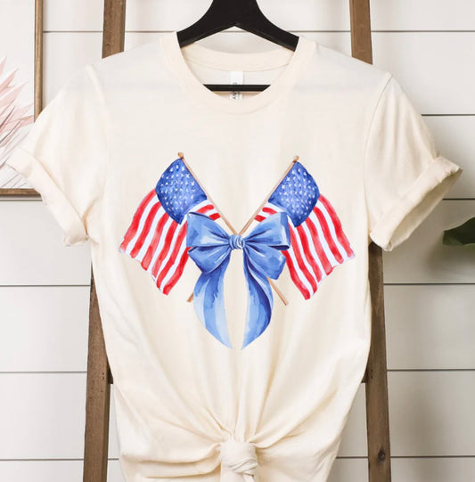 USA Flags w/  Bow